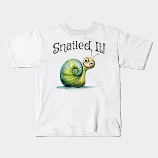 Snailed it! Happy little snail pun design Kids T-Shirt